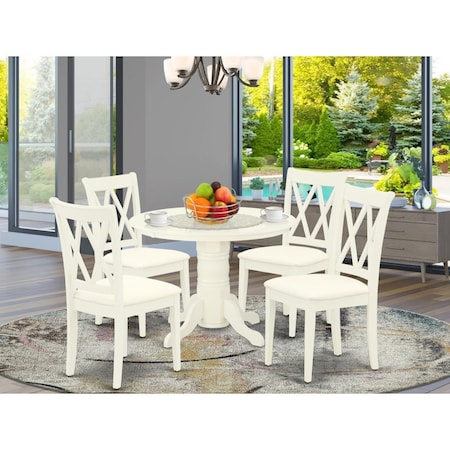 East West Furniture 5 Piece Shelton Dining Set - Linen White SHCL5-WHI-C